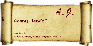 Arany Jenő névjegykártya