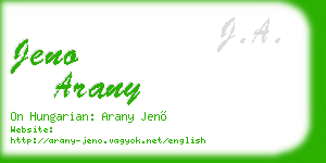 jeno arany business card