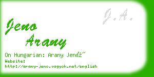 jeno arany business card